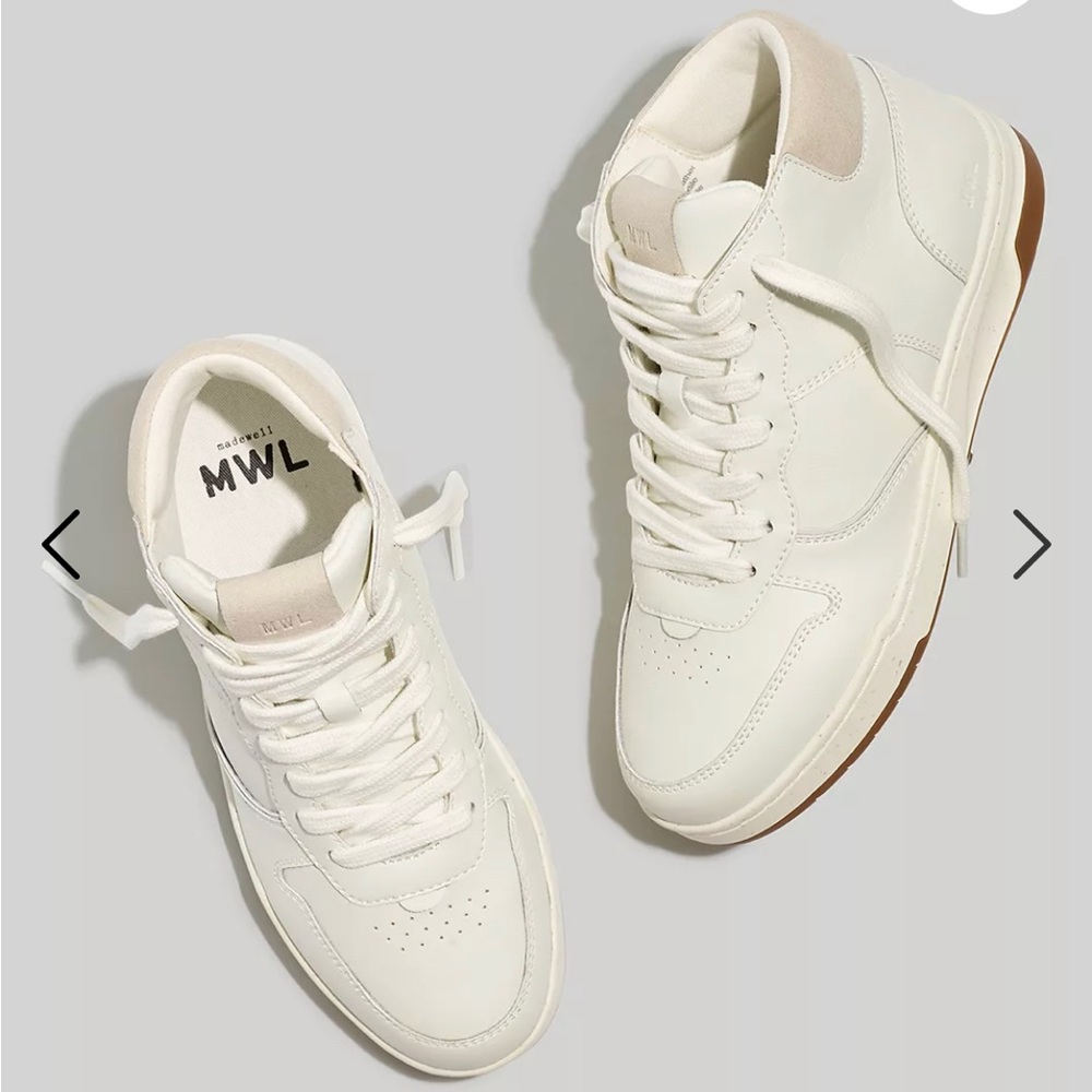 Madewell court high-top sneakers in antique white and multi